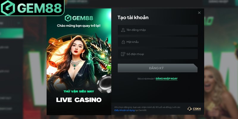 Đăng Ký Gem88 - Hướng Dẫn Tạo Tài Khoản Chi Tiết Kiểm tra toàn bộ thông tin sau khi nhập đủ